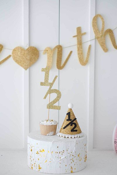 Partifabrik Half Age 6 Months Party Set Χρυσό σετ 3 τεμαχίων