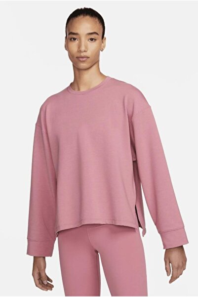 Nike Yoga Organik Pamuklu Oversize Pembe Kadın Sweatshirt (GENİŞ KALIP)
