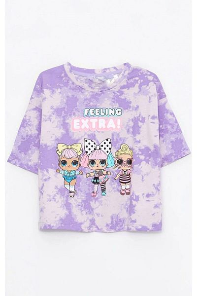 Kübra Tekstil Purple Crew Neck Short Sleeve T-Shirt and Leggings Set