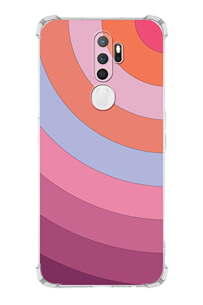 PrintiFy Oppo A9 2020 Uyumlu Köşe Korumalı Renk Cümbüşü F Tasarımlı Şeffaf Silikon Kılıf