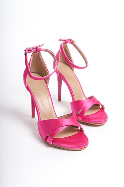 GökDesem GÖKDESEM KADIN İNCE TOPUKLU ÇARPAZ BANTLI FUŞYA TOPUKLU AYAKKABI