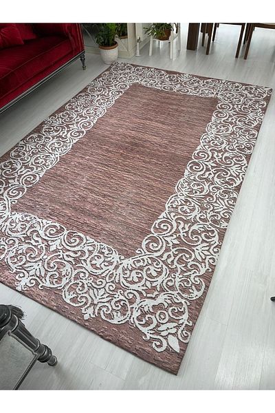 MEKA TEKSTİL Suyolu Brown Model Elastic Velvet Carpet Cover