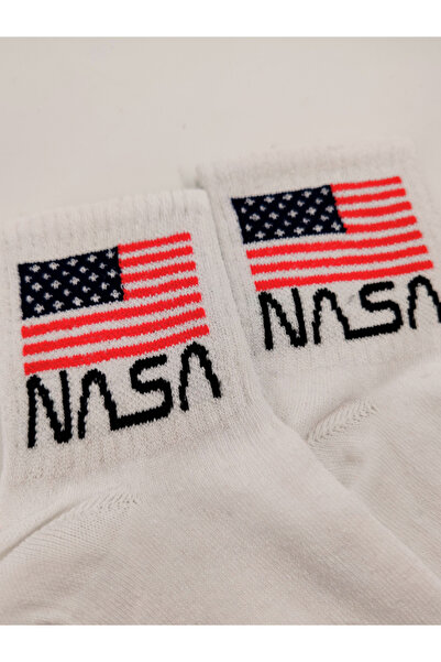 Shuttle Park Унісекс білі шкарпетки з малюнком NASA, стиль Comics Fashion