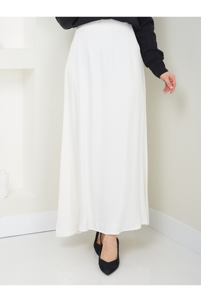 Tate Ecru Color Satin Long Skirt - Hijab Compatible a Mold