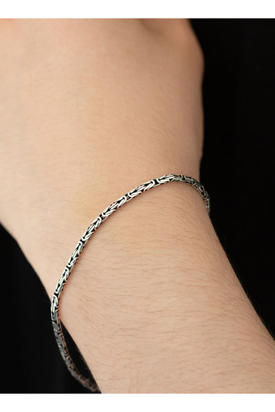 Dkmn Silver 925 AYAR GÜMÜŞ YUVARLAK KESİM KRAL ZİNCİR BİLEKLİK