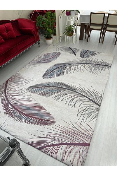 MEKA TEKSTİL Silk/Velvet Carpet cover - Feather pattern, with Elastics