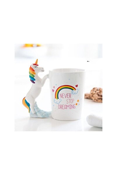 Hediye Vakti Unicorn Tasarımlı 3D Seramik Kupa Bardak 400 ml
