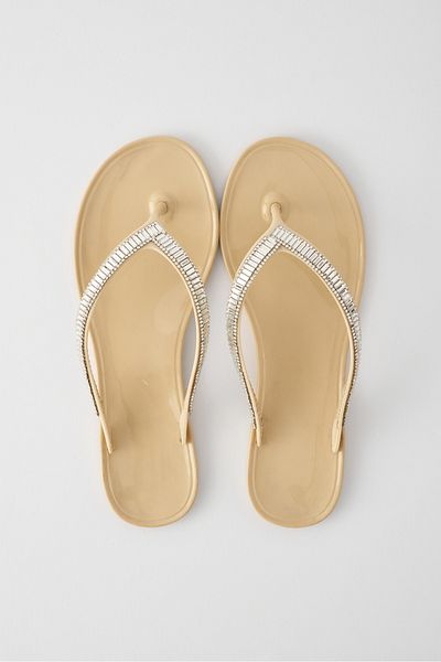 OZYO Beige Stoned Arusi - Flip Flop Gel Summer Casual Slippers