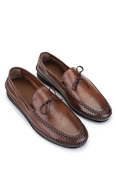 Tamer Tanca Men's Tan Loafers - Genuine Leather Shoes