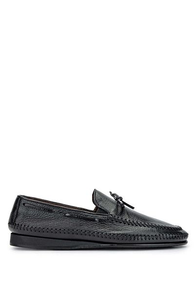 Tamer Tanca Genuine Leather Black Men's Loafer Shoes