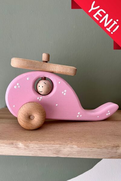 DORU Doğal Organik Ahşap Montessori Oyuncak Helikopter Bebek Çocuk Odası Deko...