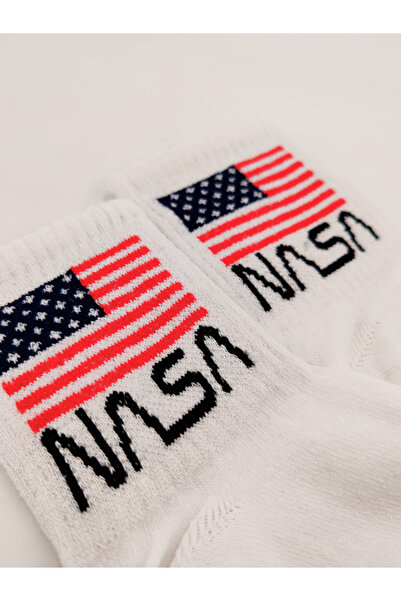 Shuttle Park Унісекс білі шкарпетки з малюнком NASA, стиль Comics Fashion