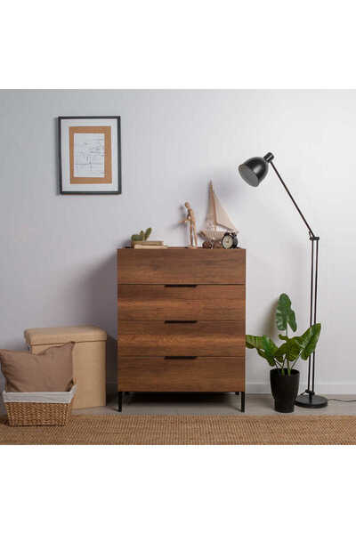 Adore Mobilya Oryana 4 Çekmeceli Şifonyer-Koyu Ceviz 80x104x44 cm