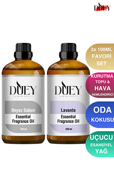 DUEY 2x 100 ML Beyaz Sabun&Lavanta Uçucu Yağ, Mum Esansı, Oda Kokusu, Hava Ne...