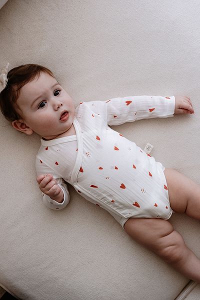 TBA COLLECTION Muslin Double Breasted Body - Red Hearts Patterned