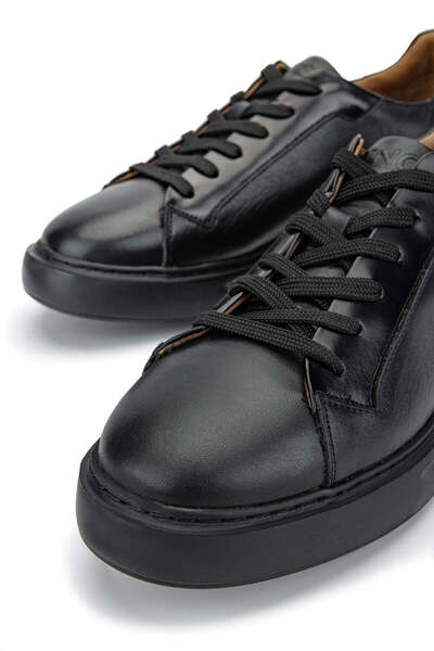 Tamer Tanca Erkek Hakiki Deri Siyah Casual Ayakkabı