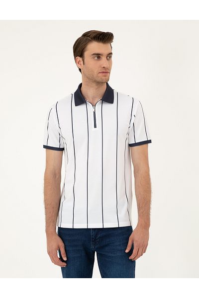 Pierre Cardin Μπλουζάκι Pierre Cardin με ριγέ γιακά με φερμουάρ