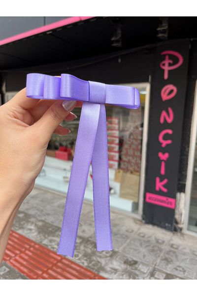 PONÇİK ACCESSORİES Lilac Satin Ribbon - Automatic Bow Buckle