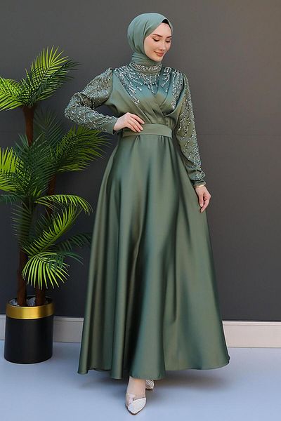 GİZ AGİYİM Χακί Φόρεμα Hijab - Hazan