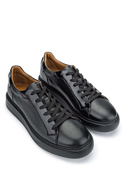 Tamer Tanca Genuine Leather Black Men's Casual Shoes