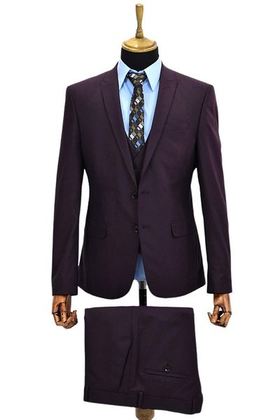 BAGLAN Men's Burgundy Vest Suit - VPO-5171