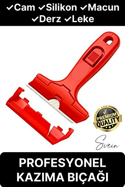 Svein Premium Profesyonel Leke Macun Silikon Cam Derz Yapışkan Boya Sıva Kireç Etiket Sökücü Kazıma Bıçağı