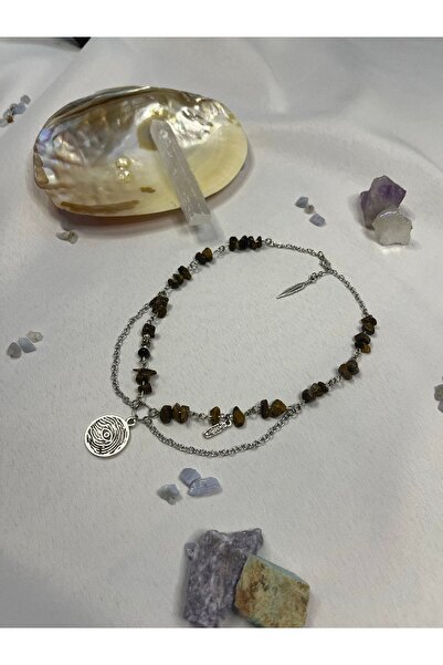 Lullaby Kaplan Gözü Fairycore Y2k Goth Hediyelik Tasarım Doğal Taş Kolye