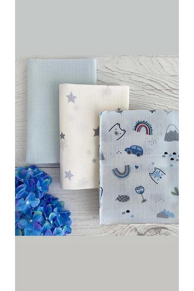 Alpıno ALPINOBABY 85cm*85cm Cotton Baby Blanket - 3 Muslin Blankets