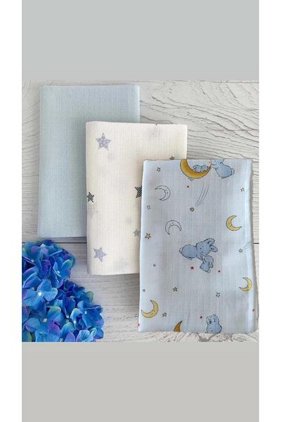 Alpıno ALPINOBABY 85cm*85cm Cotton Baby Blanket - 3 Muslin Blankets
