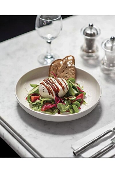 Sillage Home Cream Porcelain Salad Bowl 24 Cm, Pit Very Useful Plate 24 cm