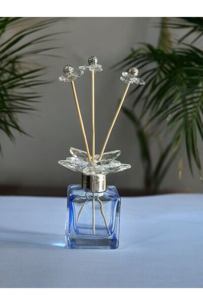 ArzzHome Kristal Cam Koku Şişesi Mavi Gümüş