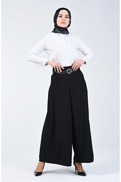 sefamerve Black Viscose Trouser Skirt - 6436-05