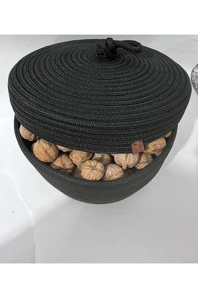 ModaCardin Wicker Jute Basket Organizer with Lid