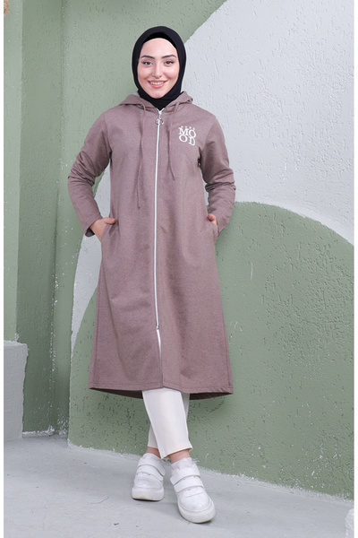 sefamerve Kapüşonlu Spor Kap 3081-08 Vizon