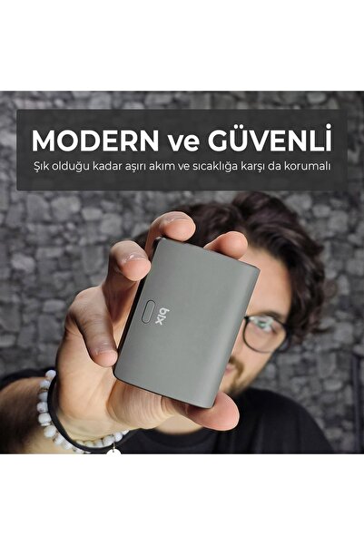 Bix Pb106 10000mah Pd20w Type-c Usb Çift Çıkışlı Led Göstergeli Mini Powerbank Gri
