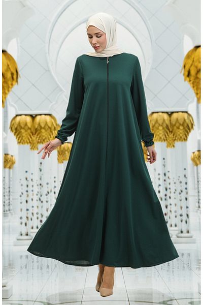 sefamerve Emerald Green Zippered Mevlana Ferace - 3085-02