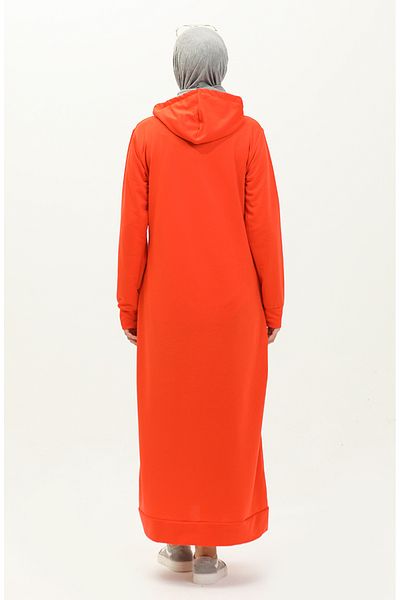 sefamerve Orangefarbenes Sportkleid mit Kapuze – 0190-02, zwei Fäden