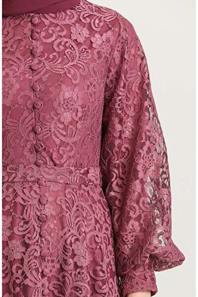 sefamerve 5477-04 Model Dried Rose Lace Evening Dress