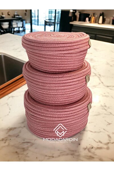 ModaCardin 3-Komad pletenog pruća jute korpa set - Višenamenski sa poklopcem ...