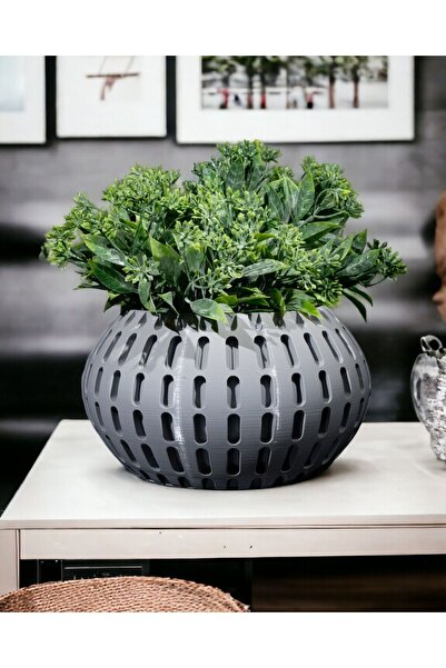 CESTOPİENO Siva, zdepasta vaza - 17x17x10 cm / Bioplastika