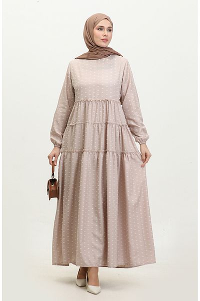 sefamerve Mink Layered Dress - Pintuck Patterned, Model 0371-06