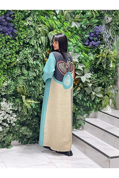 fiore fashion Colorful Linen Kaftan Abaya Ferace Linen Abaya Bisht Suitable for Size 38-42