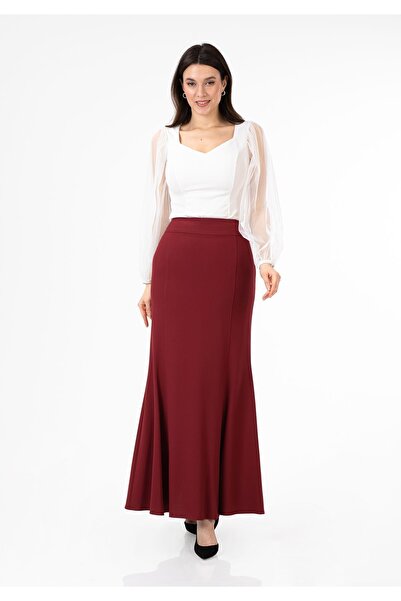 G-Line تنورة طويلة على شكل سمكة باللون العنابي