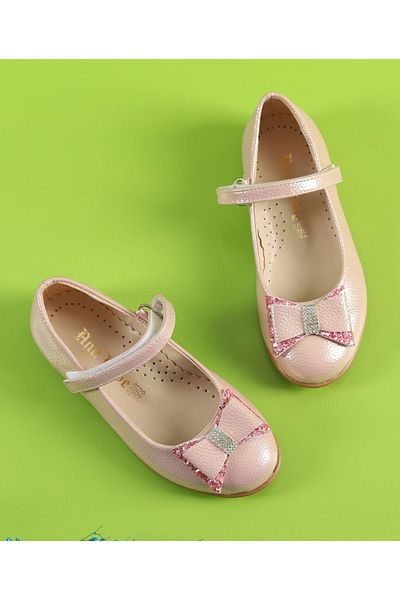 Anıl 65351 Bow and Stone Detailed Ankle Velcro Baby Girl Ballerinas