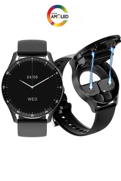 Genel Markalar Bluetooth Kulaklıklı 2si 1 Arada Gps/nfc/siri Destekli Deri Kordonlu Watch Akıllı Saat