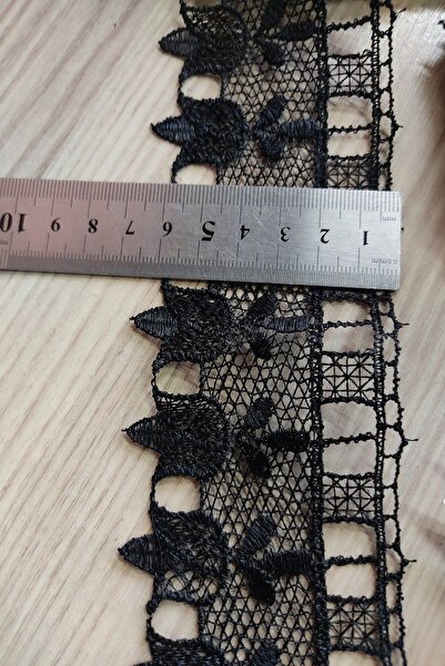 DUAYEN güpür dantel siyah minval lale desen 2 metre
