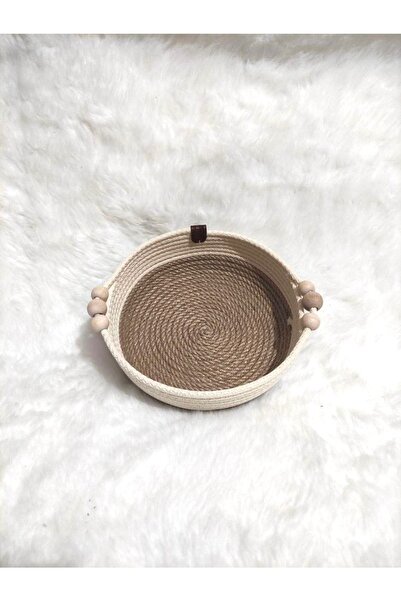 Minimalhomedesign Decorative Jute Basket/Tray Presentation Jute Bread Basket, Beaded Jute Basket