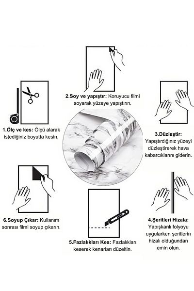 H Pp Hello Peoples White Marble Pattern Foil Kitchen Furniture - Adhesive, Easy Refresh