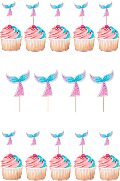 Yusuf Dirik YD Party Supplies 10 قطع من أعواد الأسنان على شكل ذيل حورية البحر