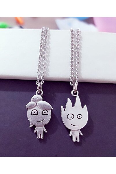 Işıl Işıl Ateş Ve Su Kolyesi Çift Kolyesi Sevgili Kolyesi Ateş Su Kolye Hediy...